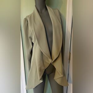 Mine Free 3X Sage Green Soft Stretch Open Jacket Large Lapel 3/4 Womens